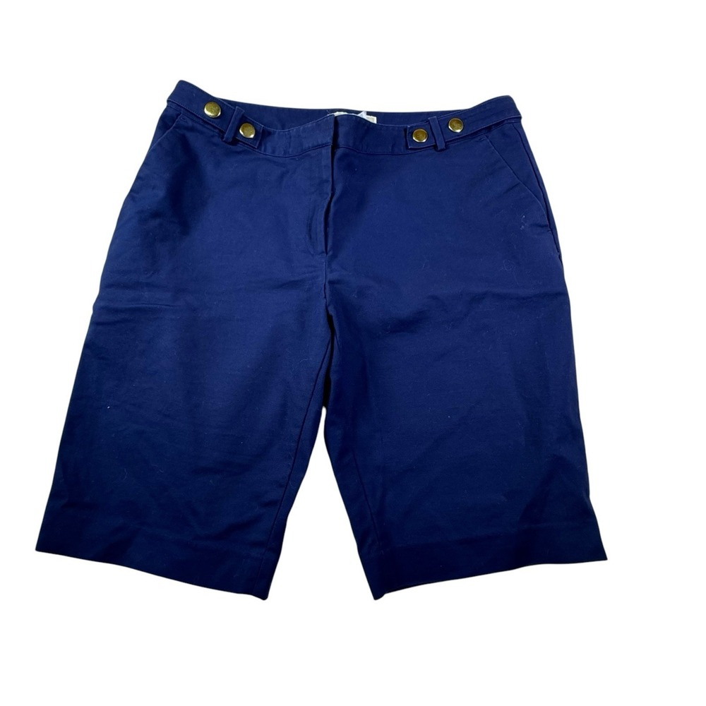 Michael Kors Shorts Women's 12 Blue‎ Gold Buttons Old Money Sporty